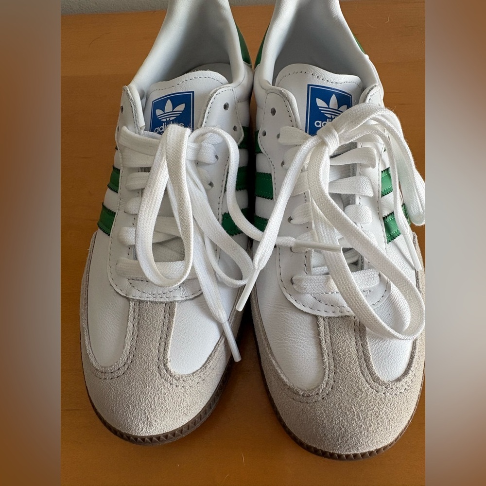 Adidas Samba White and Green Sneakers